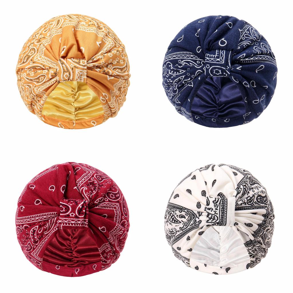 Bohemian Cashew Flower Headscarf Summer Warmth Satin Headgear For Women
