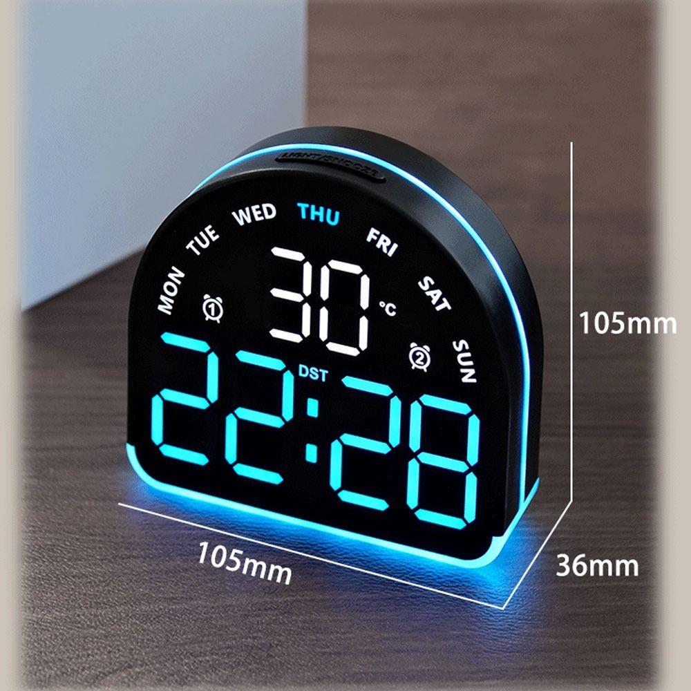 Wall-mounted Electronic Wall Clock Multi-functional Temperature Display Table Clock Date 12/24H Digital LED Clocks for Bedroom