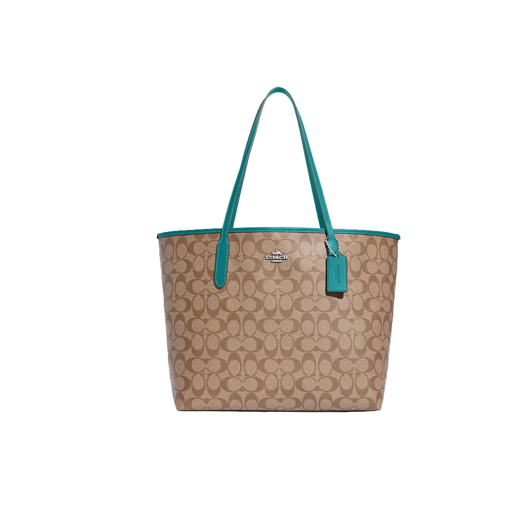 

Coach City Signature Women s Tote, Canvas-Khaki Teal.