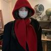 Winter Integrated Hat and Scarf for Women Connected Hooded Shawl Balaclava Extended Knitted Hat