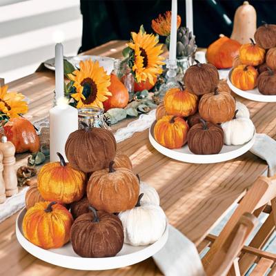 Τεχνητή Βελούδινη Κολοκύθα Διακόσμηση Αφρώδης Ψεύτικη Βελουδένια Κολοκύθα για Πάρτι Φθινοπωρινής Συγκομιδής Ευχαριστίες Απόκριες Κεντρικό Στοιχείο Τραπεζιού Σπιτιού