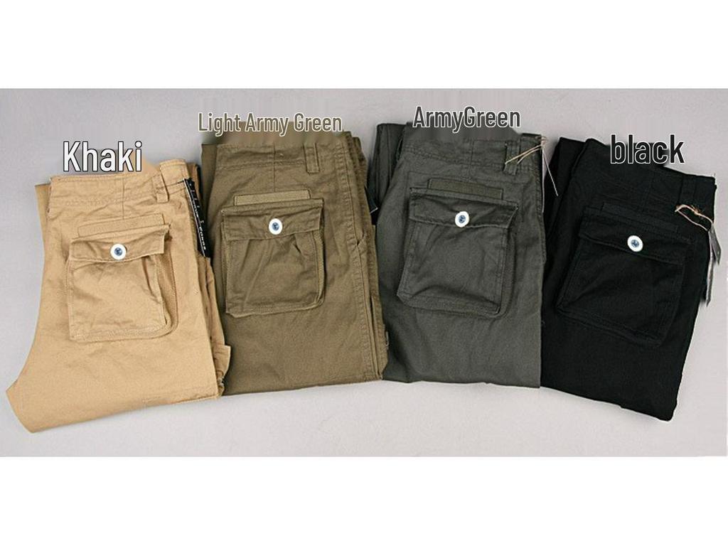 Herren Dicke Baumwollgurtbandhose, Mehrere Taschen, Lockere Passform, Übergröße Freizeit-Arbeitskleidung