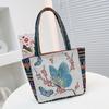Embroidered canvas handbag women's handbag casual handbag lunch box bag small cloth bag