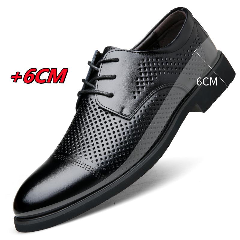 Formal Height Increasing Shoes Man Taller Elevator 6CM Invisible Insole For Men Heighten Increased Oxfords Business Lift