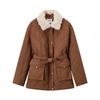 Xiangying Women's Vintage Quilted Utility Padded Jacket with Fur Collar