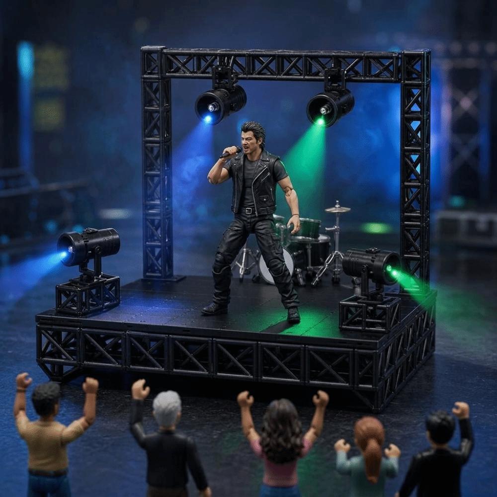 Black Framework Building Block Stage Colorful Spotlight Mini Stage Truss Miniature Stage Display