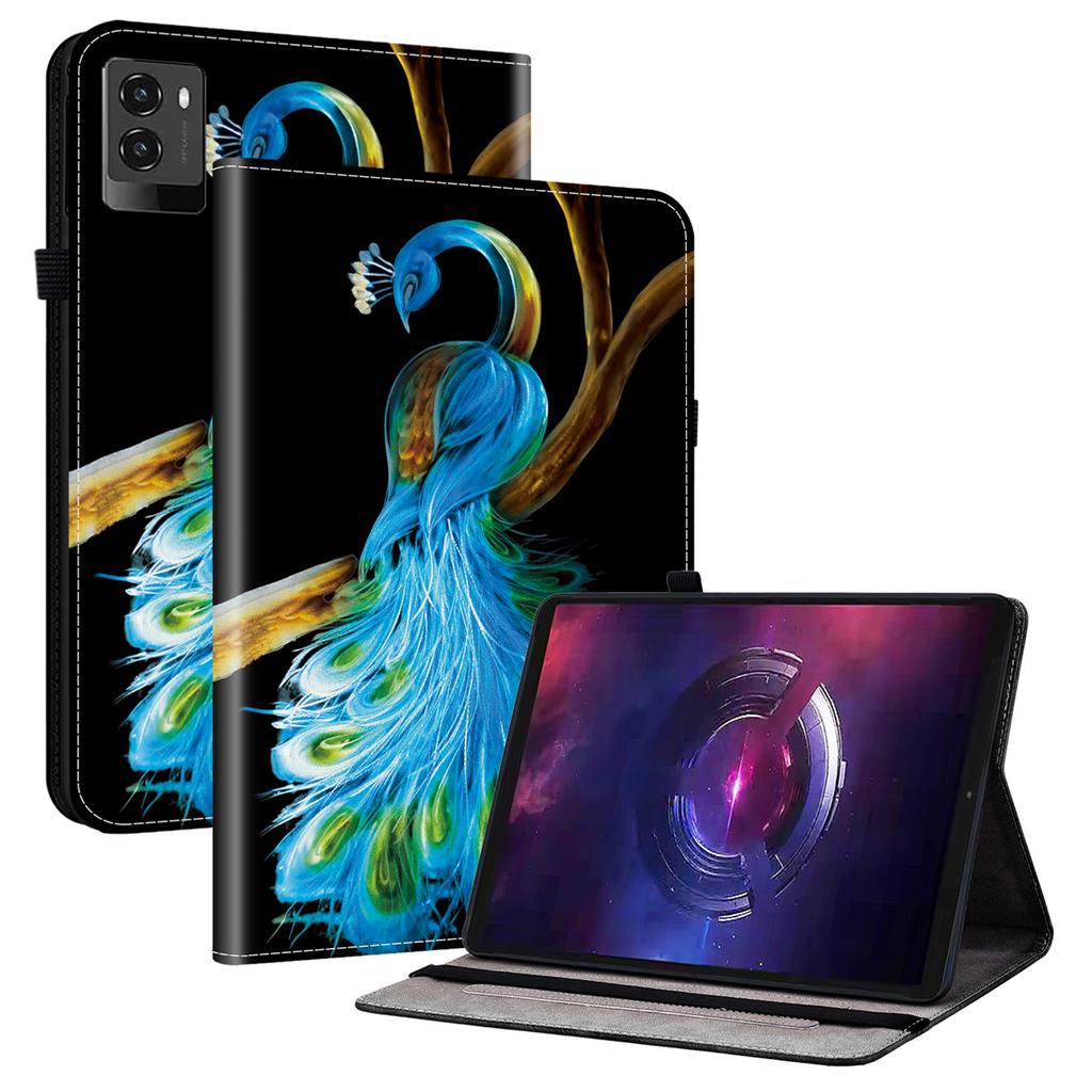 Pentru Lenovo Legion Y700 (2025) Husă din piele pentru tabletă cu suport și sloturi pentru carduri, model imprimat