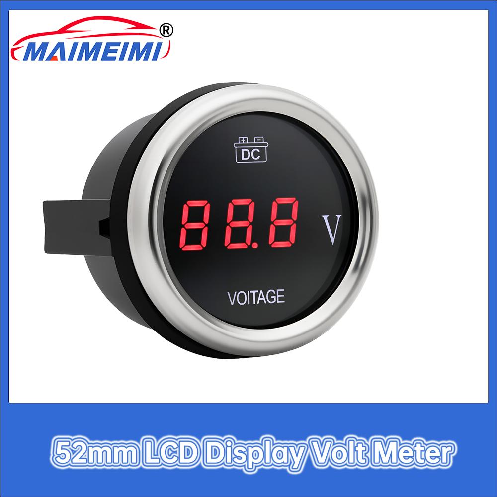 52mm Digital Voltmeter LCD Display Volt Meter for Car Truck Auto Engine Voltmeter Gauge 12V/24V