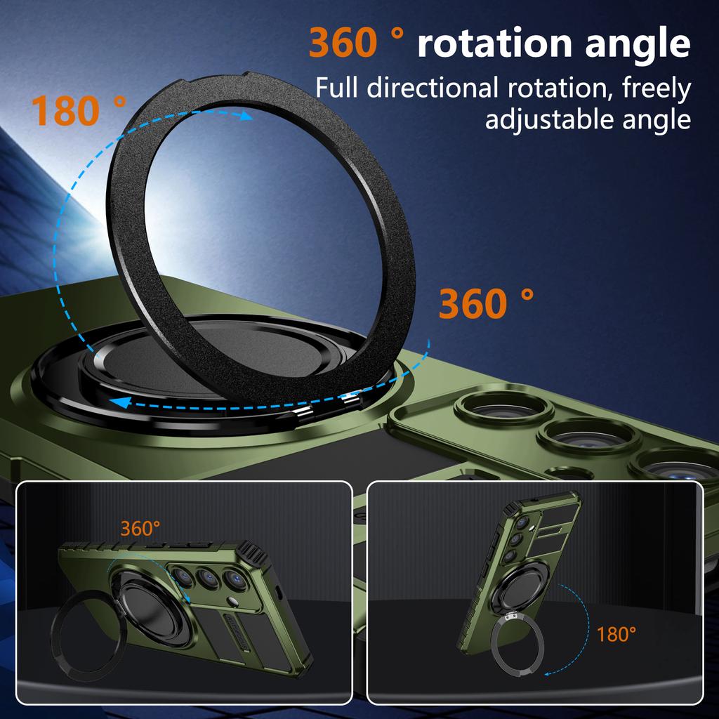 Etui z magnetycznym pierścieniem na obiektyw przesuwny dla Samsunga Galaxy S24 Ultra S23 Ultra S22 Plus S23 FE S21 Wytrzymała osłona ochronna Bumpery na telefon