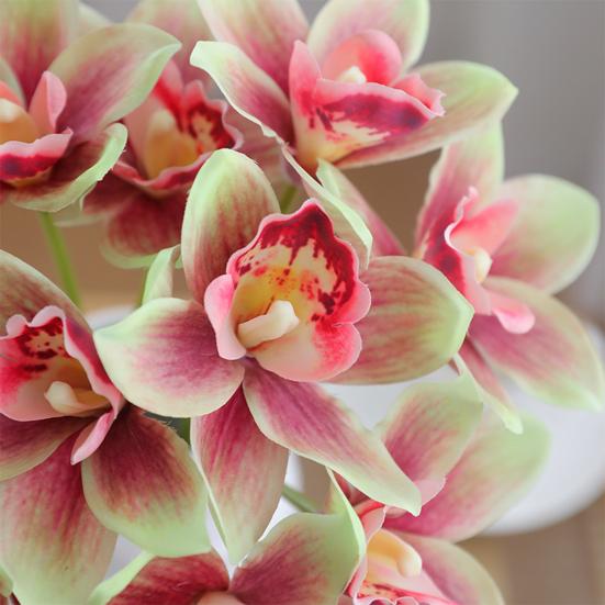 Yousheng 6Pcs Simulated Cymbidium Bouquet Real Touch Artificial Flowers No Withering Fading Vibrant Color Fake Flower