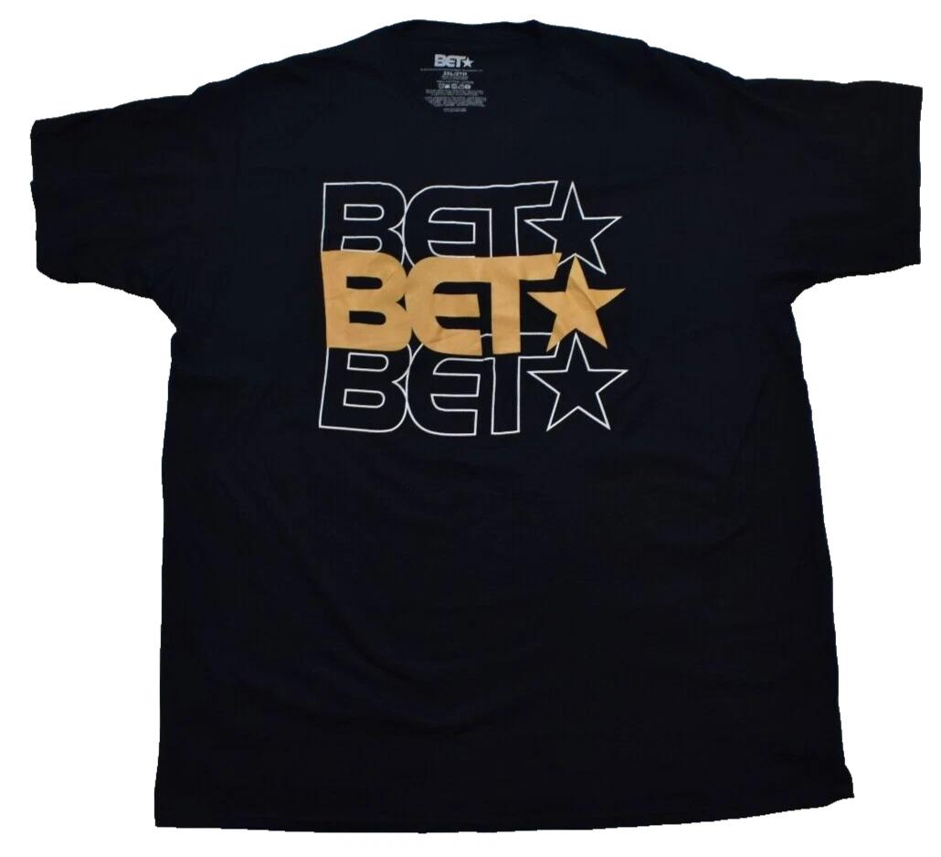 BET Mens Black Entertainment Network Stacked Logo Black Shirt New 3XL 3XL