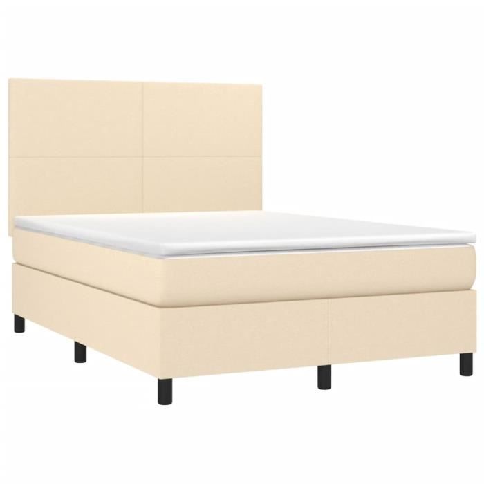 3141622 vidaXL Lit à sommier tapissier avec matelas Crème 140x200 cm Tissu