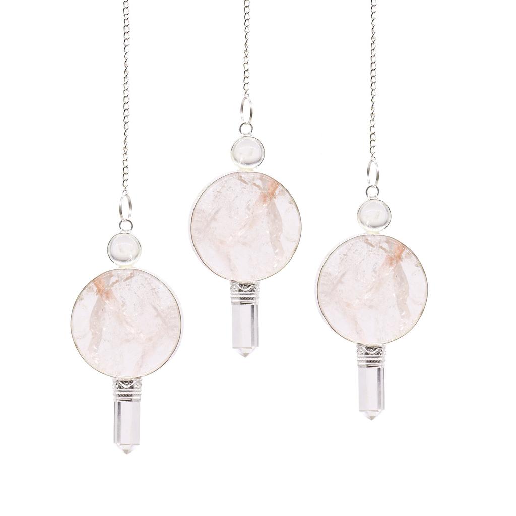 Crystal Dowsing Pendulum With Chain, Sphere Circle Point