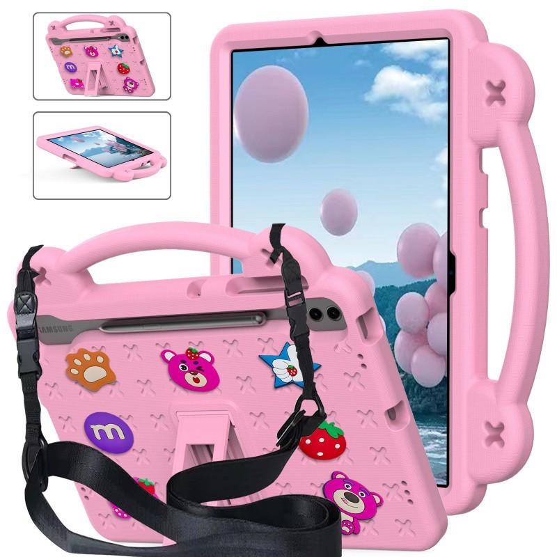 DIY Cartoon Tablet Case With Handheld Stand Galaxy Tab S9 FE S10 A8 Shockproof Creative Adjustable Strap