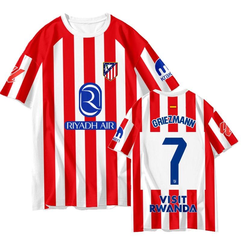 26 Casual Atletico Madrid Jersey Griezmann Alvarez Men's T-shirt Short-sleeved Game Training Jersey Comfortable