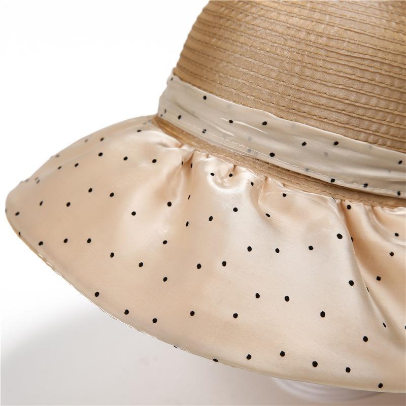 Foldable bow elegant travel bucket hat spring and summer organza straw hat sun protection sun hat women
