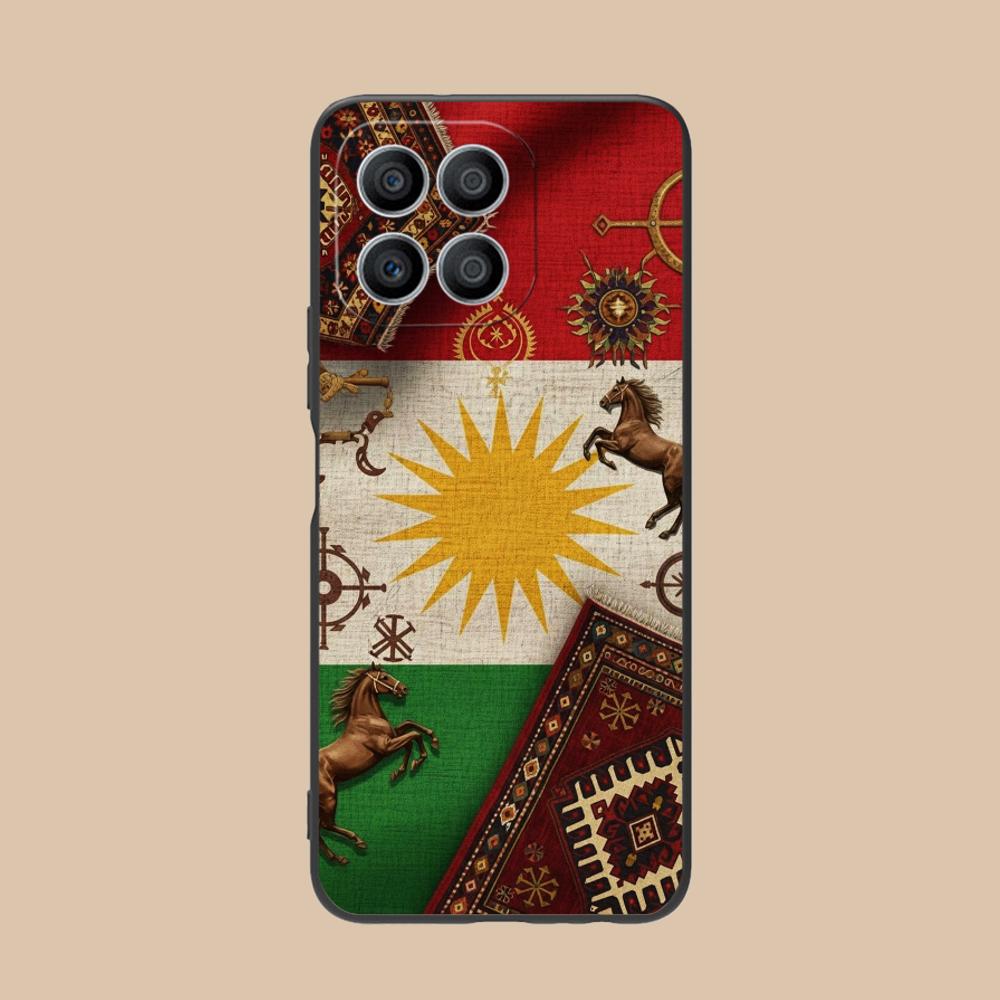 Kurdistan Flag Matte TPU Mobile Phone Case for Honor 90 80 70 60 50 30 20 10 9 8 7 Pro S SE Lite 5G Colorful Printing Cover