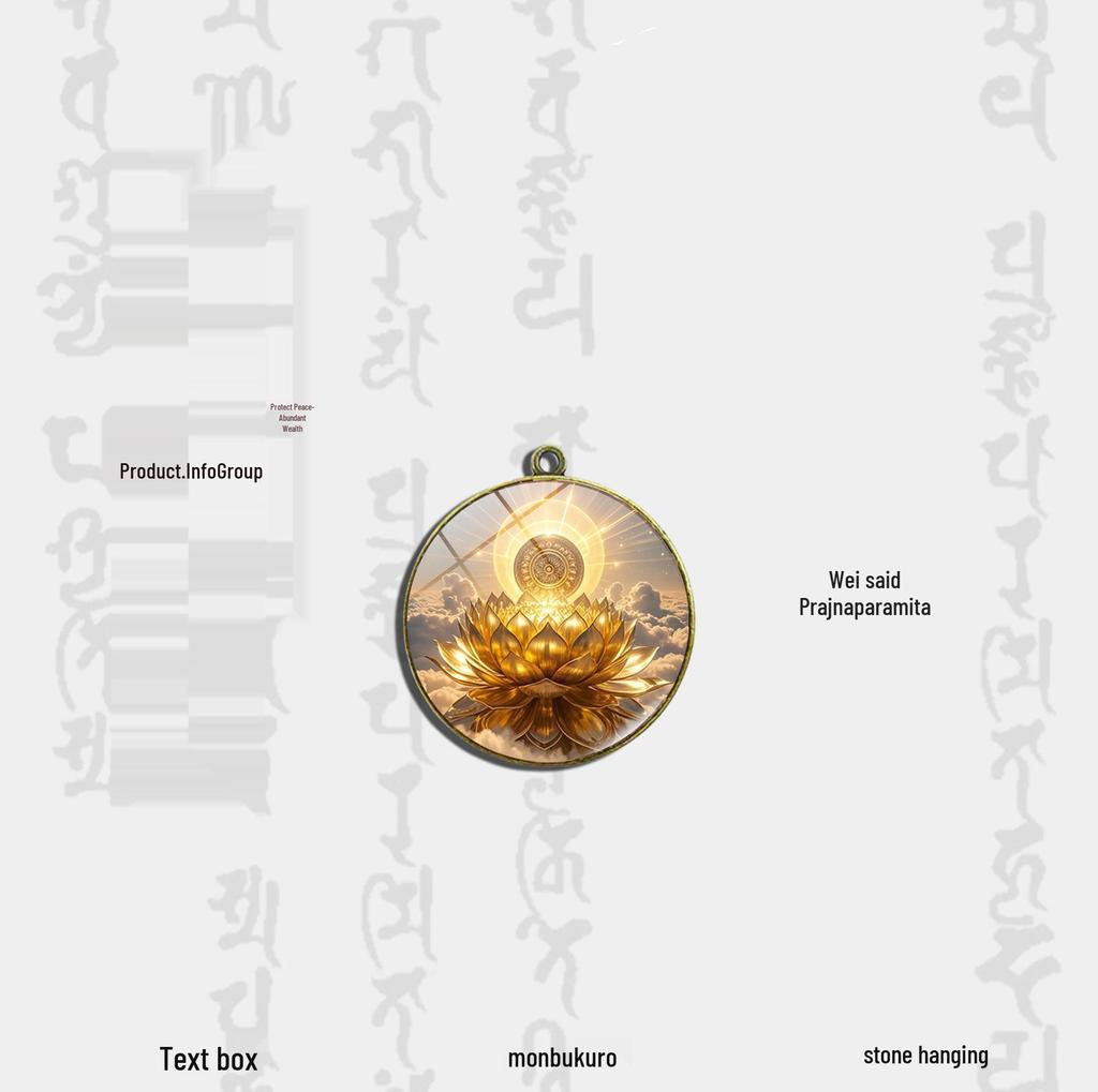 4cm Antique Bronze Sunlight Golden Lotus Pendant with Turquoise Gem