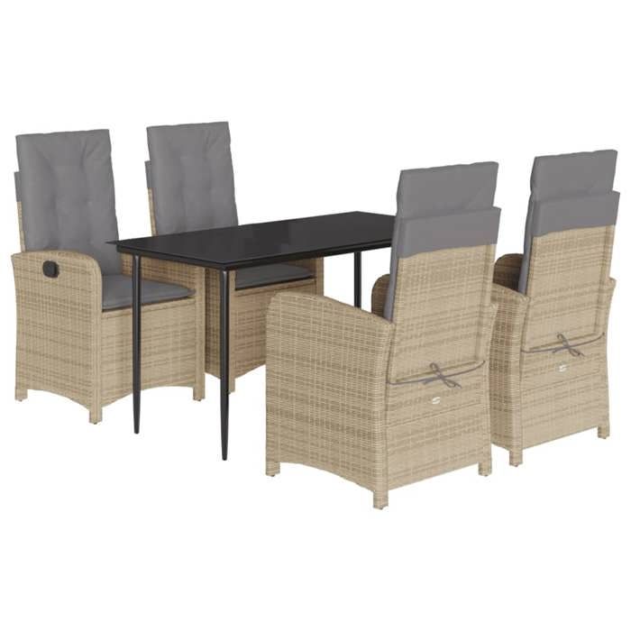 VidaXL Ensemble à Manger de Jardin avec Coussins 5 pcs, Table et Chaises avec Dossier Réglable, Meubles d'Extérieur Patio 3212393