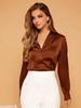 V-neck Long Sleeve Satin Shirt - Spring/Summer Collection