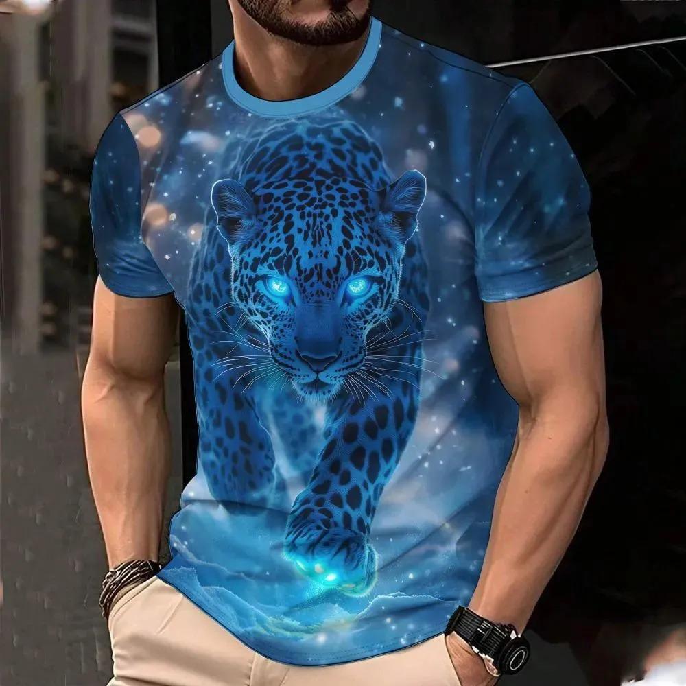 Animal Theme 3D Printed Short Sleeved T-shirt Fashionable Comfortable Soft Breathable Large Loose Summer Mens T-shirt