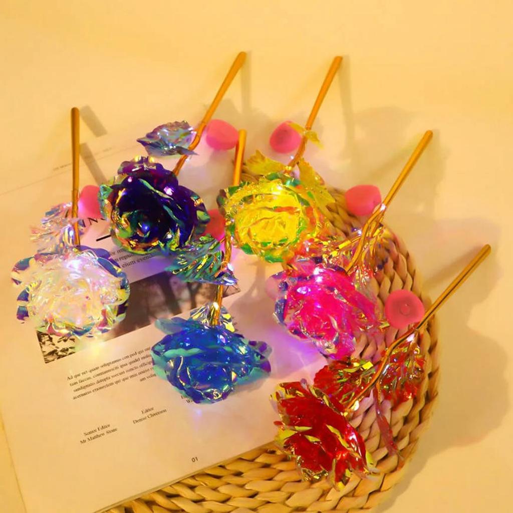 Colored Gold Foil Rose Flower Simulation Flower Single Everlasting Flower Is Not Easy To Wear And Fade.