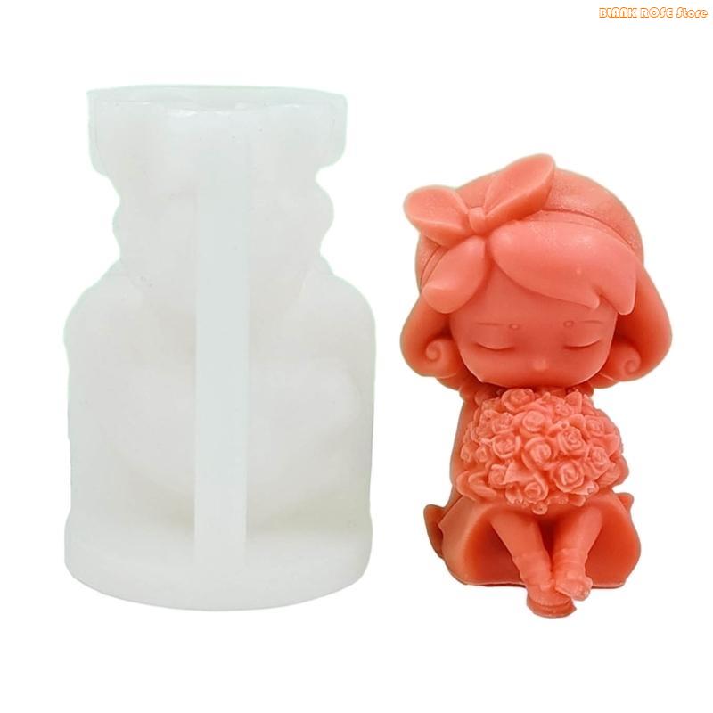 

K1AE Girls Silicone Mold Lovely Little Girl Mould Handmade Scented Making Mold Soap Mould DIY Candy Decoration