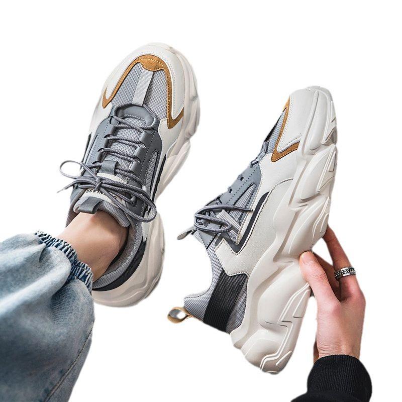 Summer breathable men's shoes new spring sports white shoes mesh casual outdoor little white dad mesh shoes platform trendy shoes