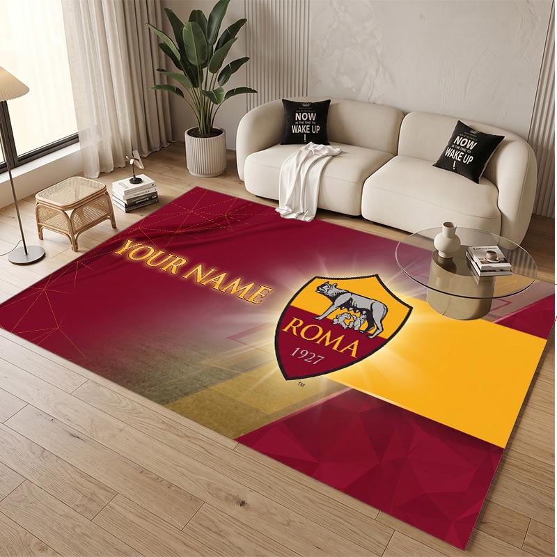 Personalized Crystal Velvet Carpet AS Roma FC Pattern Non Slip Floor Rug
