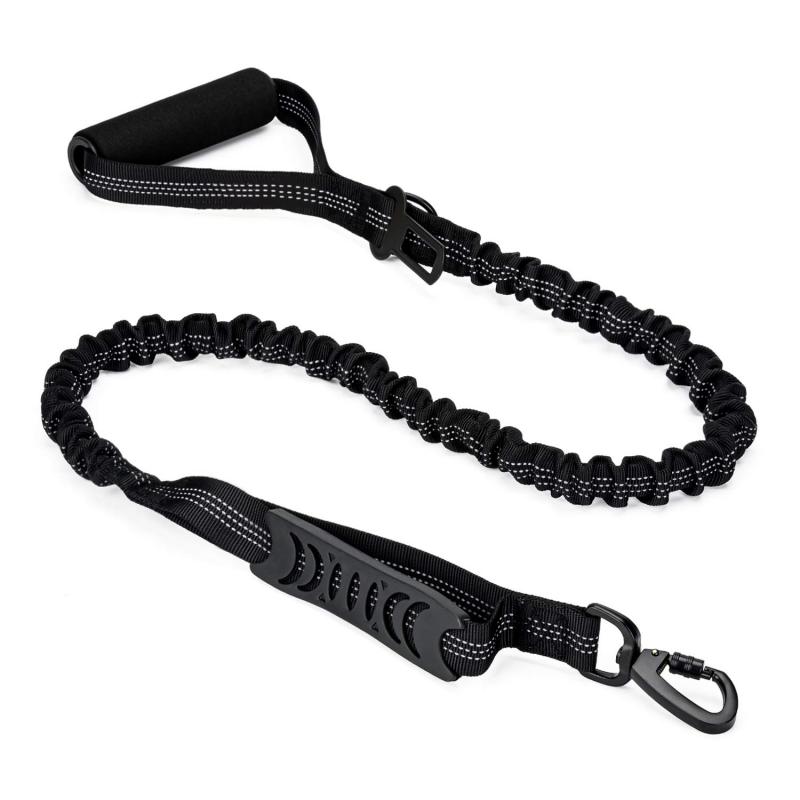 Anti-Pull Elastic Dog Leash Reflective Walking Pet Leash Heavy Duty Shock Absorbing Dog Rope Durable Training Lead for All Breed чёрный