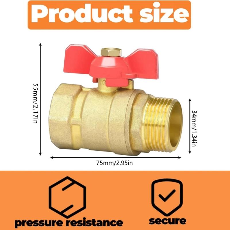 Female Thread 1inch Connector Male Brass Ball Valves Garden Hose Shut Close Valves Pipe Fitting With Butterfly Handle