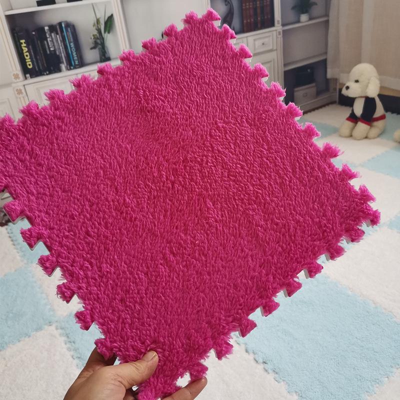 Washable Plush Patchwork Carpet: Cuttable Foam Floor Mat for Bedroom, Bedside, or Bay Window