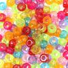 "100 Pcs Large Hole Transparent Frosted Barrel Beads - Colored Onion Powder Plastic Pony Beads for Dreadlocks and Wigs"