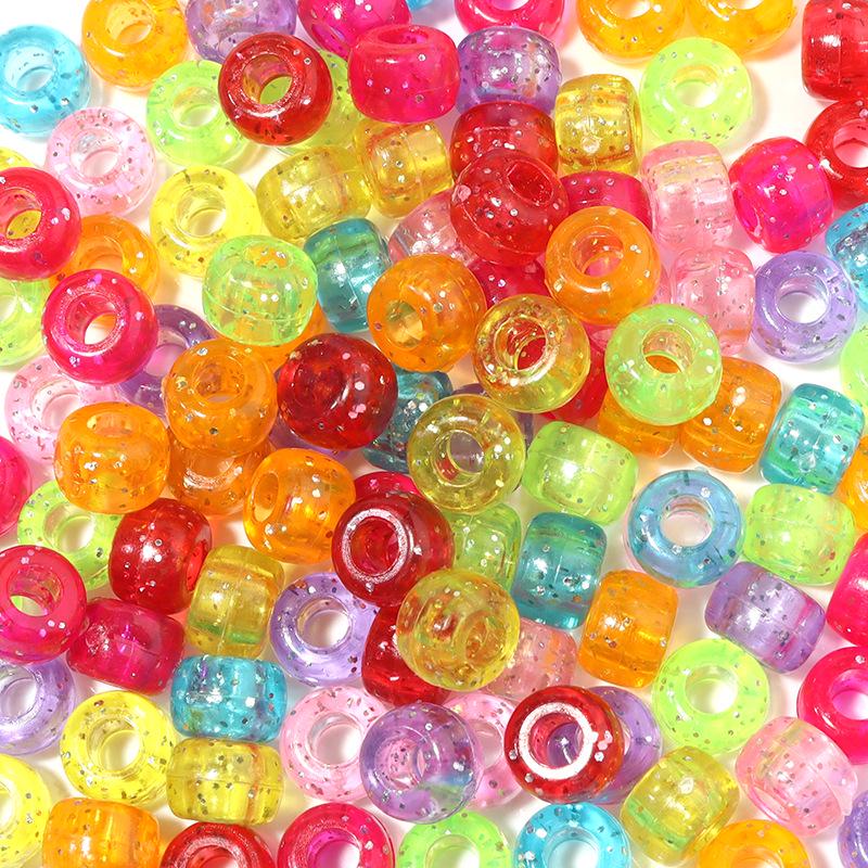 

100 шт. прозрачных матовых бусин-бочонков с большим отверстием - цветные луковые пудровые пластиковые бусины-пони для дредов и париков 100 pcs/pack
