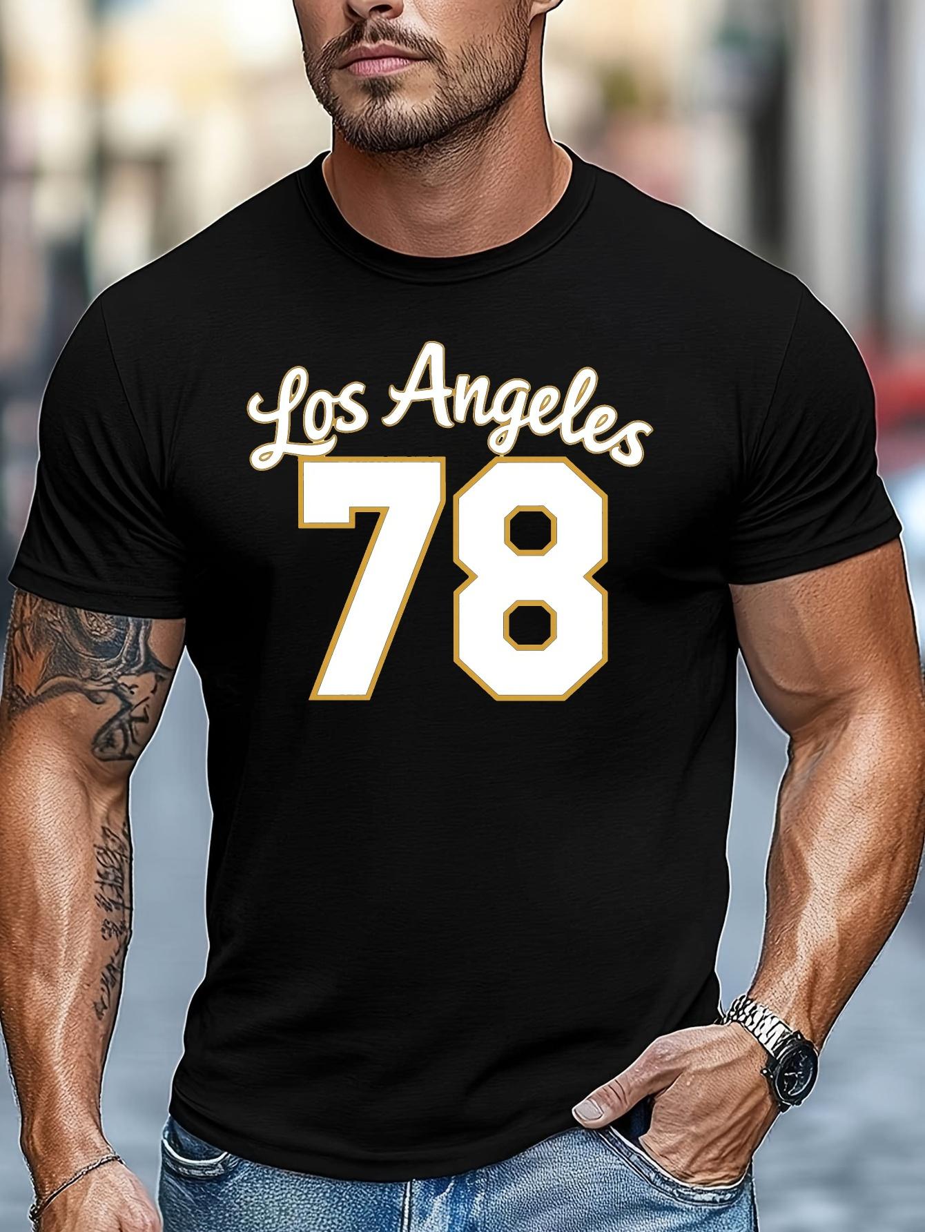 Los Angeles 78 Graphic T-shirt - Black & Yellow Micro-Stretch Knit XL