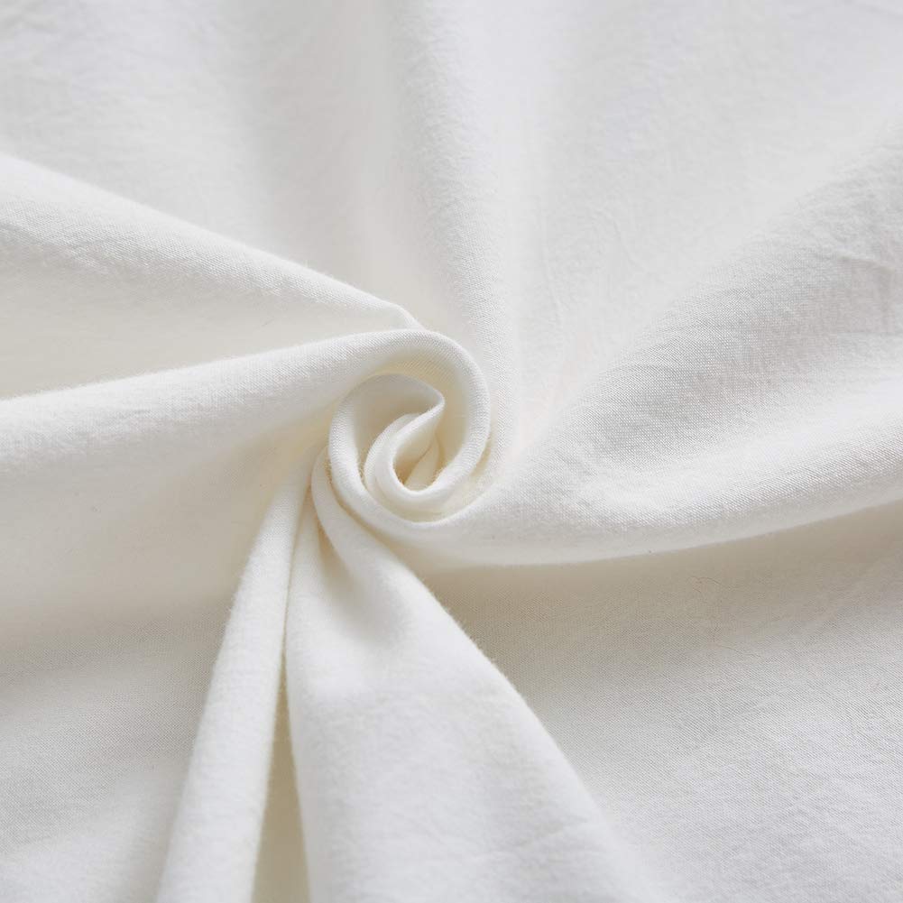 Farmhouse Ruffled Off White Cotton Pillow Sham Set of 2   Standard 19x27.8 Inches for Bedroom or Guest Room Decor