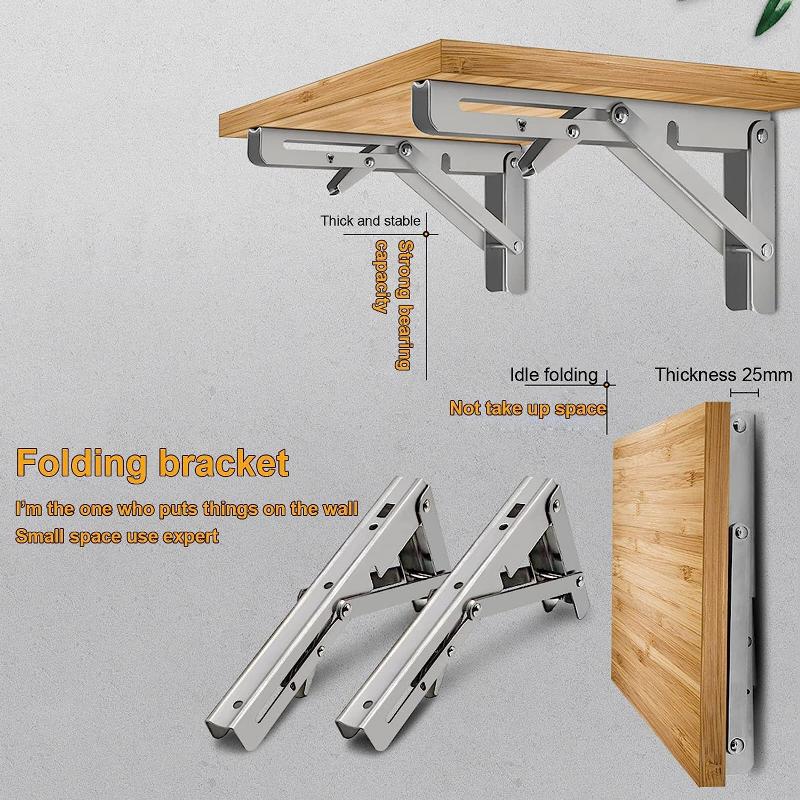 Heavy Duty Folding Shelf Brackets, Collapsible Triangular Shelf Bracket for Bench Table Shelf Brackets Wall Shelf Shelf Support