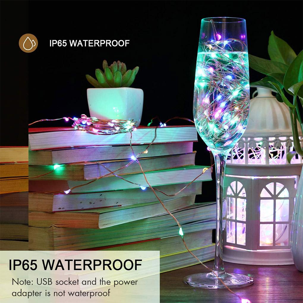USB LED Home Office Garden Waterproof Remote Control Timer Lamp String 5m 50LEDs Blue
