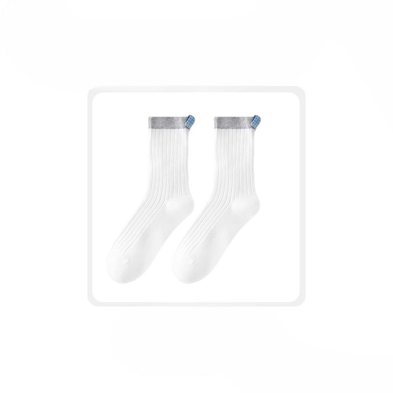 

Женские осенне-зимние носки в рубчик с бантом в тон 1 pair белый