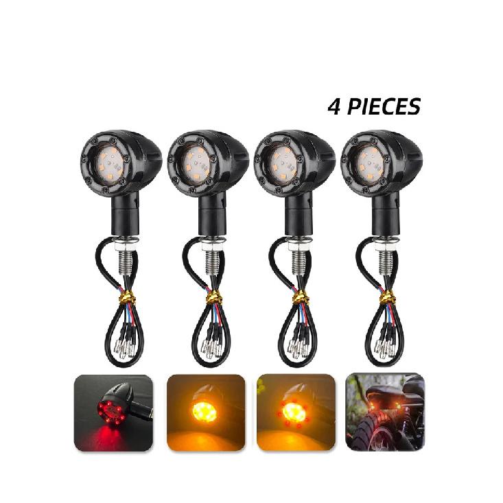 2pcs/4pcs Motorcycle LED Brake Light Amber and Red Turn Signal Tail Light Indicator Warning Signal Bulbs Lamps Motor Accessories 4pcs
