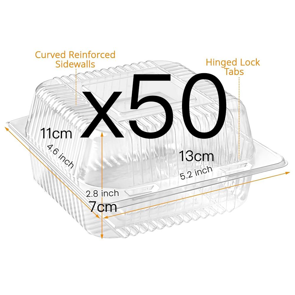 Clear Plastic Containers with Lids for Food, Thickened Disposable Sandwich Containers Clamshell Boxes for Cake Slice, Dessert