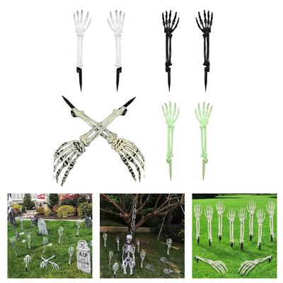 Spooky Artificial Bone Hand Yard Stake For Halloween Decorations Weatherproof Plastic Outdoor Scary Display