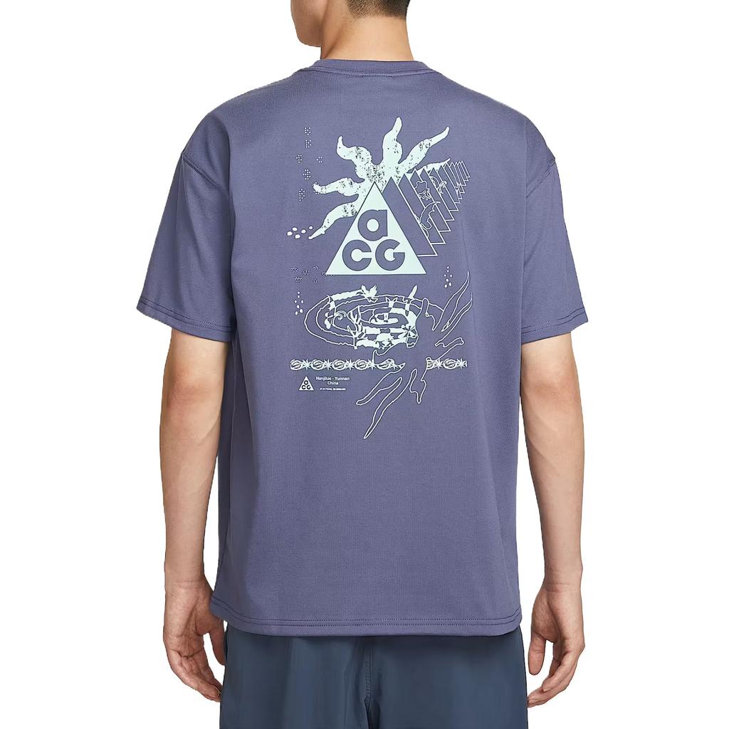 Nike ACG T Shirts Men's Sand Purple Crew Neck Moderate Straight Fit IH8660-508