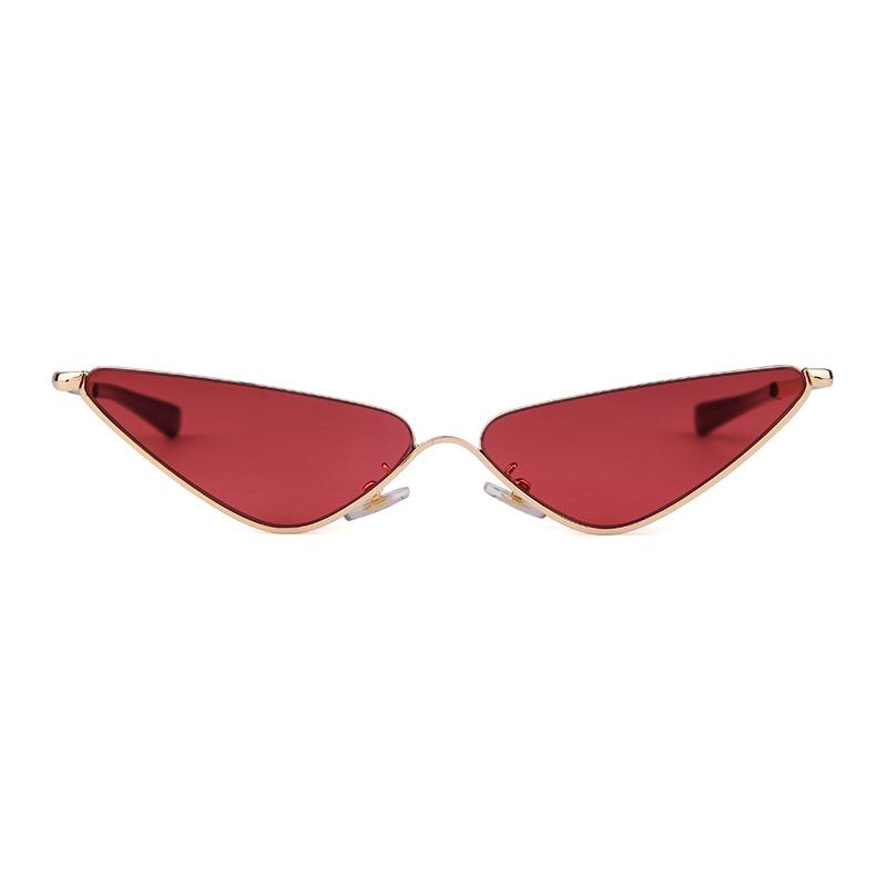 Fashion Slim Metal Triangle Cat Eye Sunglasses for Women Men Designer Trendy Ocean Lens Half Frame Cateye Sun Glasses S8807G