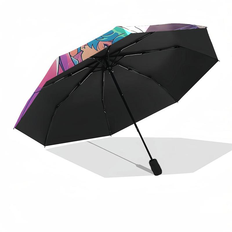 1pc Outdoor Umbrella with Billie Eilish and Joji Print - Automatic Opening/Closing, Portable 3-Fold Design, 8-Rib Iron Frame - Perfect Gift for F