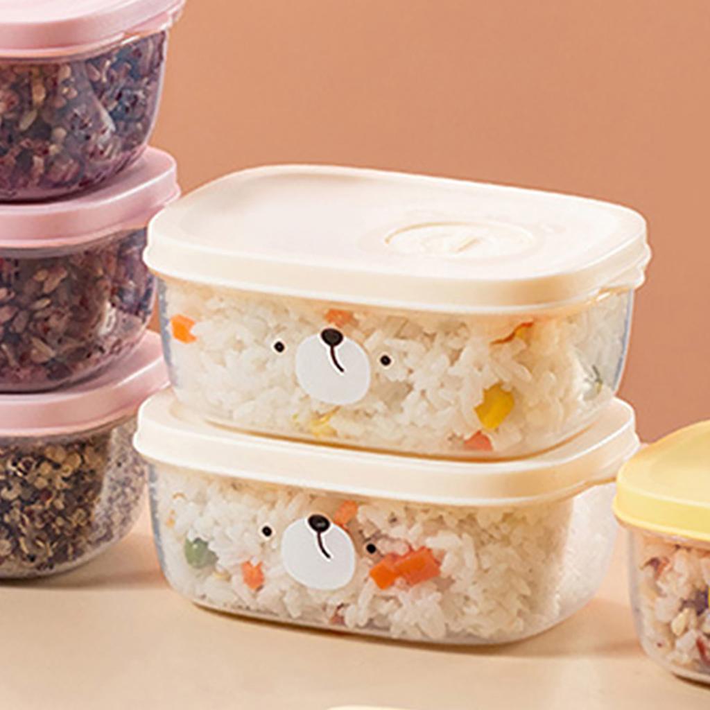Food Storage Containers with Lids Freshness Preservation Microwave Heating Available Cartoon Freezer Containers Beige