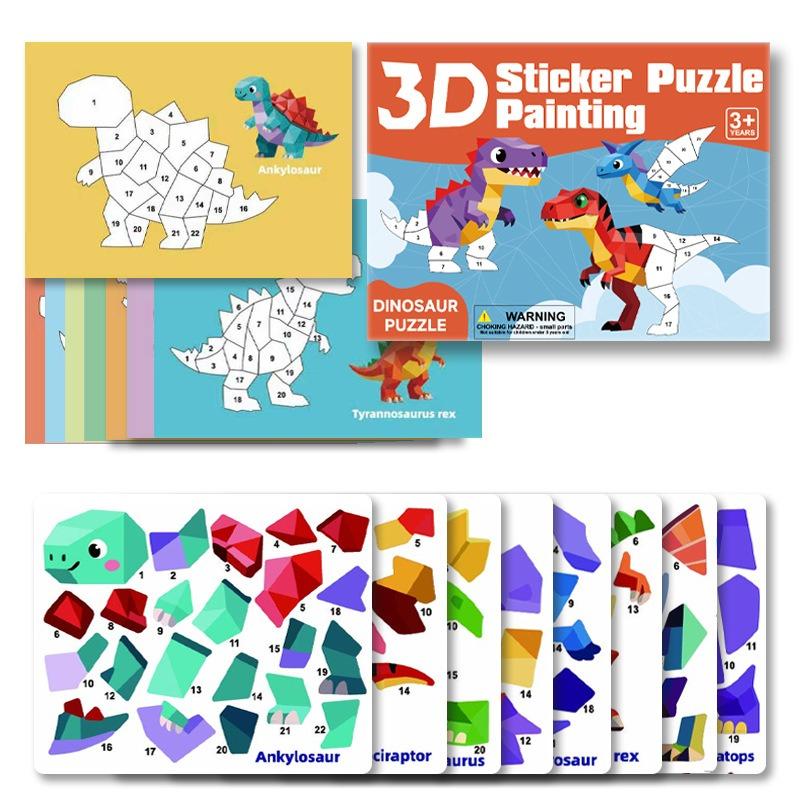 Kids 3d Geometric Collage Handmade Creative Sticker Quiet Book Early Education Puzzle Toy
