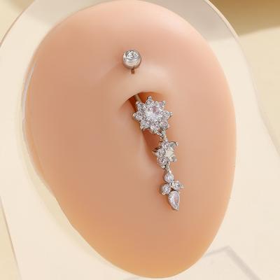 1 ADET Moda Kristal Göbek Piercingi Çiçek Kolye Göbek Halkaları Göbek Piercingi Kadın Vücut Takısı