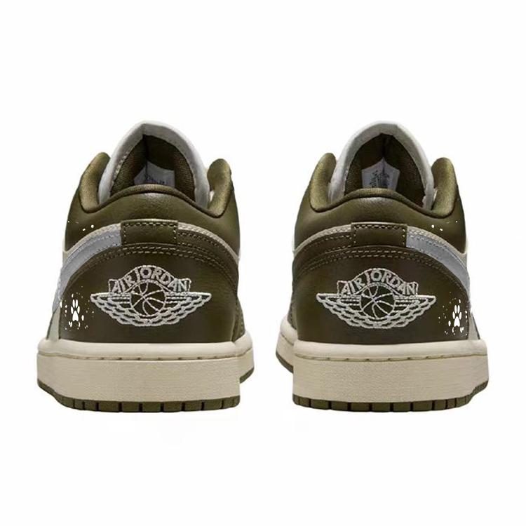 Jordan Air Jordan 1 Bamboo Grove Panda Slip Resistant Abrasion Resistant Low top Vintage Basketball Shoes Unisex DC0774-122(Team181-)
