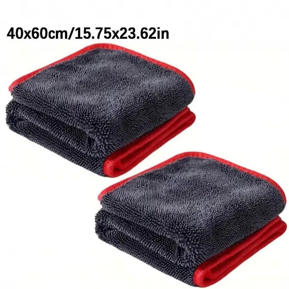 2Pcs Super Absorbent Microfiber Car Washing Towel Pulloff Drying for Car Windows Mirrors Wiping Rags Double Layer Cleaning Cloth